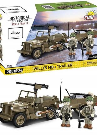 Конструктор cobi 3132 willys mb & трейлер позашляховий автомобіль з причепом jeep