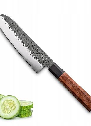Ніж santoku з твердої японської сталі кухонний гострий starke pro toshiro 18 см