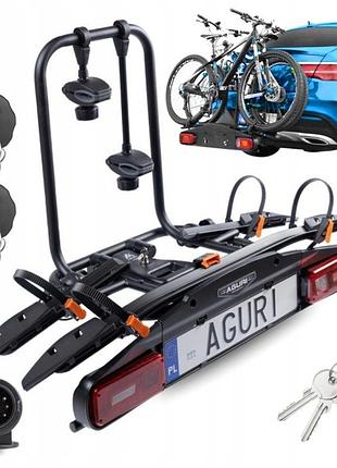 Велобагажник aguri active bike pro 2 платформний на фаркоп відкидний 13 пін