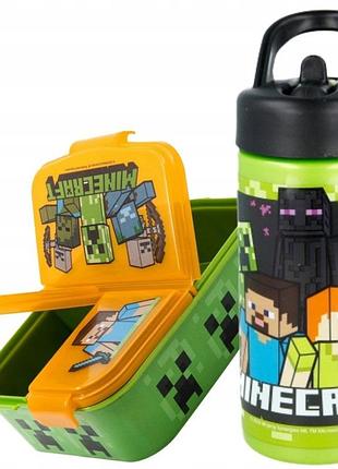 Сніданкова коробка minecraft з бідоном minecraft із ручкою 410мл