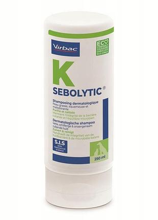 Шампунь virbac sebolytic 250ml дерматологічний для собак і котів при ліпідозі шкіри