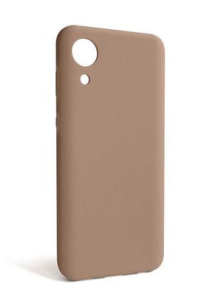 Чехол силіконовий для samsung galaxy a03 core/a032 2021 бежевий накладка без логотипу закрита камера sku_stcom_2710000238706