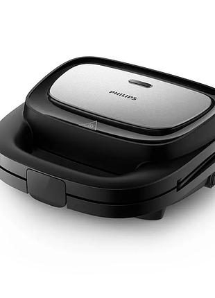 Мультимейкер philips series 5000 750вт, антипригарное покрытие, 3 пластины, корпус-пластик, черно-серебристый