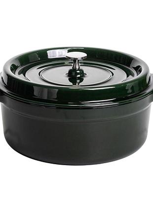 Кокотница чугунная эмалированная 6 л, малахит yiwu hp-flg-12 green