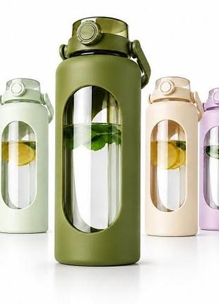 Бутилка для води 1,8l з скла з тримачем для телефону для тренувань спортзалу фітнесу