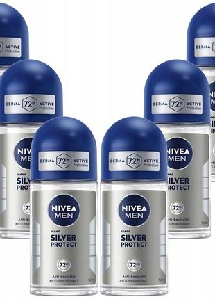Антиперспірант nivea men silver protect 50 мл кульковий набір 6 шт.