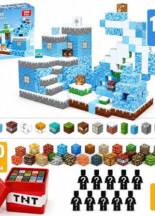Конструктор klocki magnetyczne 200pcs + 100pcs 3d набір будівельний + контейнер premium