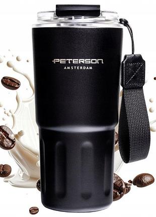 Термокружка peterson 600 мл для кави чаю гарячих і холодних напоїв