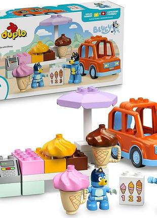 Lego duplo bluey вилазка за морозивом з blue іграшка з транспортом на колесах і двома фігурками набір для 2-річних