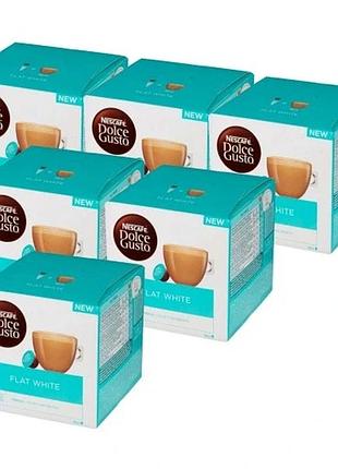 Набір 6 штук капсул для кавомашини nescafe dolce gusto flat white 6x16шт