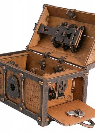 3d пазл дерев'яна головоломка "escape room скриня з скарбами" wooden.city логічна гра