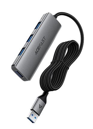 Usb-хаб acefast usb-a hub metal gray ( )