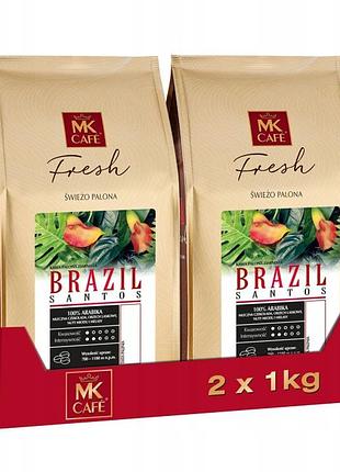 Кава зернова mk cafe fresh brazil santos 2x1kg 100% арабіка