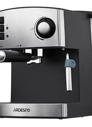 Кофеварка ardesto рожковая steel collection ycm-e1600, 1.6л, молотая, ручной капуч, серебристо-черный