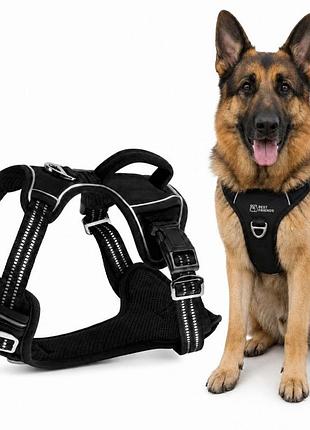 Шлейка для собаки guard owczarek labrador akita міцна easy walk чорна xl