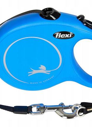 Flexi classic l голубий автоматичний повідок-тасьма 8м до 50кг