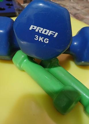 Гантель profi 3 кг з вініловим покриттям