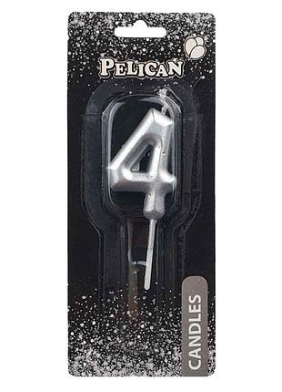 Свеча для торта pelican "" срибло,5см
