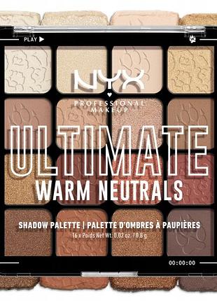 Палітра тіней для повік nyx ultimate tropic shock веганська 05 warm neutrals теплі нейтральні відтінки