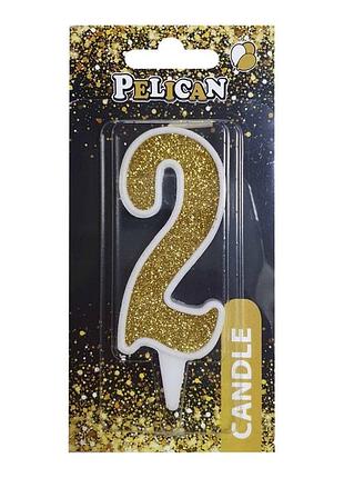 Свеча для торта цифра " золото 7см,tm pelican