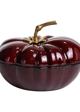 Каструля чавунна емальована iron tomato 2,5 л, бургунді yiwu hp-flg-20 burgundy