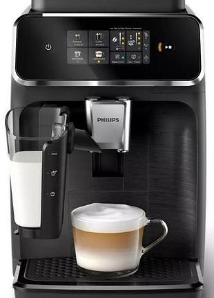 Кофемашина philips series 2300 1.8л, зерно + молотая, автомат.капучинатор, сенсор.управление, черный