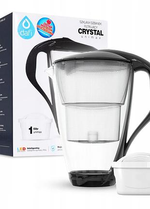 Кувшин-фільтр скляний dafi crystal led + 1 фільтр unimax чорний