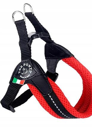 Шлейка для собаки tre ponti mesh l/xl 61-77 см червона світловідбиваюча м'яка