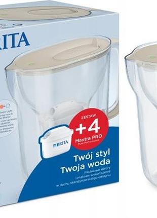 Фільтрувальний глечик brita style essential xl пісочний 4 фільтри maxtra pro pp