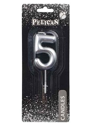 Свеча для торта pelican "" срибло,5см