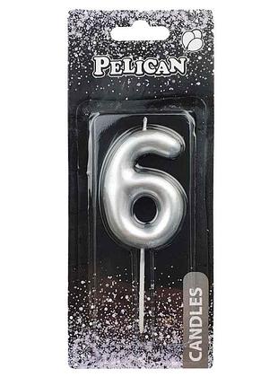 Свеча для торта pelican "срибло 6см