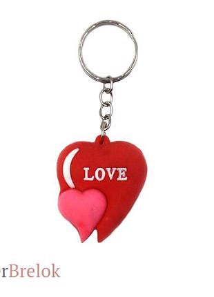 Оптом брелок сердечко love резиновое