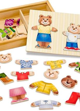 Melissa & doug – дерев'яна іграшка-пазл: сім'я ведмедиків пазли дерев'яна іграшка 3+ подарунок для хлопчика чи дівчинки