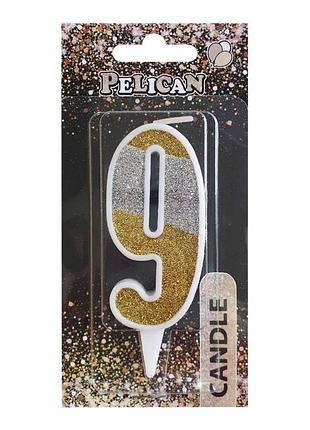 Свеча для торта цифра "срибно- золота 7см, tm pelican