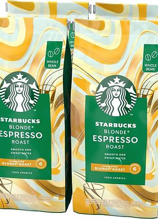 Starbucks blonde espresso roast blonde roast кава в зернах 450г (4 шт у наборі)