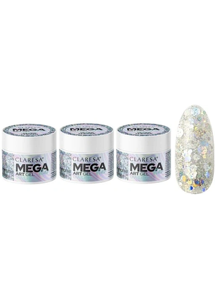 Набір 3 штуків claresa гель для декорацій megastar silver flicker 10г еластична формула шт. 3