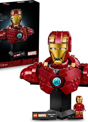 Lego marvel погруддя iron man mk4 колекційний набір для дорослих з мініфігуркою ідея подарунка декор для вітальні 76327
