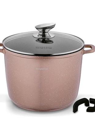 Каструля для індукції велика з кришкою для газу konighoffer pollo rose gold 6 л 24см