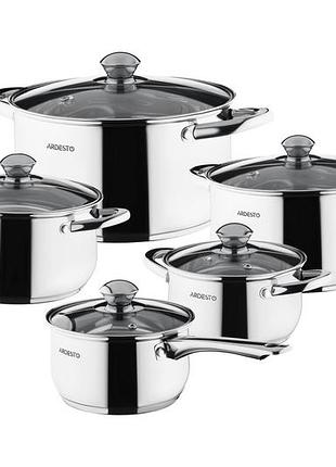 Набір посуду ardesto gemini gourmet varese, 10 предметів, нержавіюча сталь