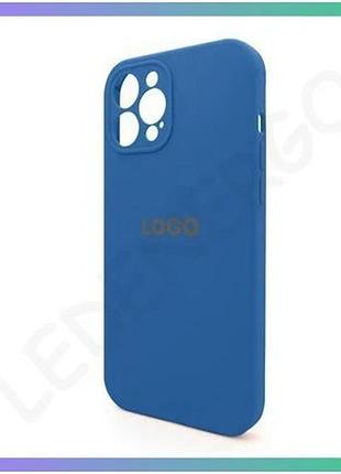 Чехол full silicone case для apple iphone 12 pro max синяя горизонтальная накладка с закрытой камерой sku_stcom_2710000245049