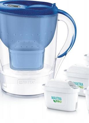 Фільтрувальний глечик brita marella синій 4x фільтр maxtra pure performance
