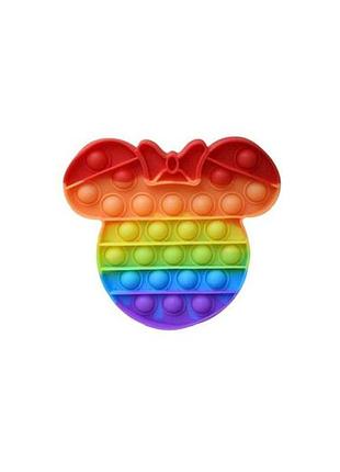Радужная игрушка-антистресс pop it микки маус с бантиком