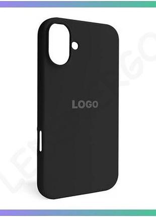 Чехол силиконовый для apple iphone 16 plus черный накладка с логотипом открытая камера закрытый низ sk sku_stcom_2710000304166