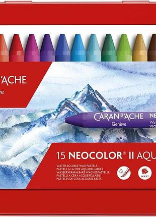Caran d'ache neocolor ii металевий пенал 15 кольорів