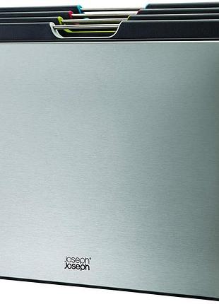 Joseph joseph folio 4-частинний набір кольорових дощок для нарізання тонкий корпус для організованого зберігання велика нержавіюча
