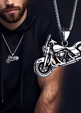 Ланцюжок з кулоном motorcycle a1 з нержавіючої сталі, з мотоциклом