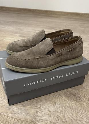 Туфлі чоловічі ukrainian shoes brand лофери замшеві коричневі