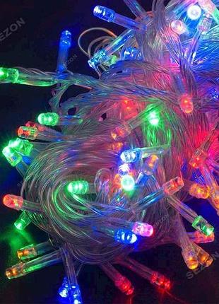 Гирлянда линза 200led мульти 10м прозрачный провод 220в тм китай