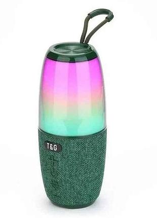 Портативная колонка bluetooth tg644 с rgb подсветкой, speakerphone, радио, green тм tg