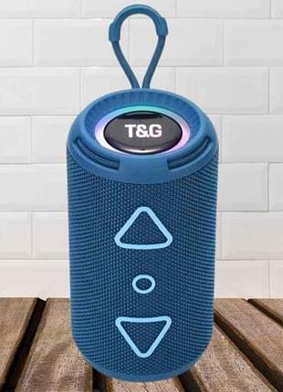 Портативная колонка bluetooth tg656 с rgb подсветкой, speakerphone, радио, blue тм tg